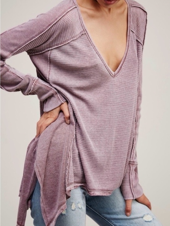 Free People Tops - Free People Lavender Pacific Thermal Oversized Flowy Small